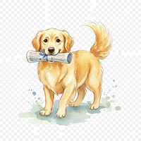 Cheerful Dog with Newspaper