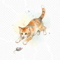 Playful Cat with Toy Mouse