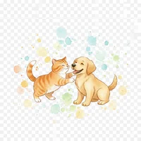Playful Cat and Dog Duo