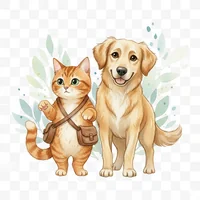 Adventurous Cat and Dog Friends