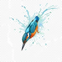 Vibrant Kingfisher Diving Watercolor Clip Art
