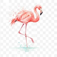 Graceful Flamingo Standing Watercolor Clip Art