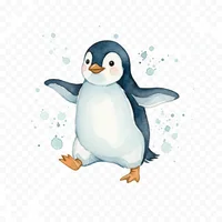 Playful Penguin Watercolor Clip Art