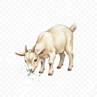 Curious Grazing Goat Watercolor