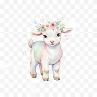 Cute Goat with Flower Crown Art