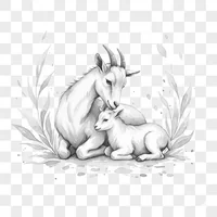 Mother and Baby Goat Clipart