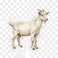 Realistic Standing Goat Watercolor Clipart