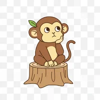 Monkey Sitting on Stump