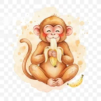 Curious Monkey Eating Banana