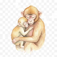 Mother Monkey Hugging Baby