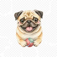 Happy Pug with Toy Clip Art